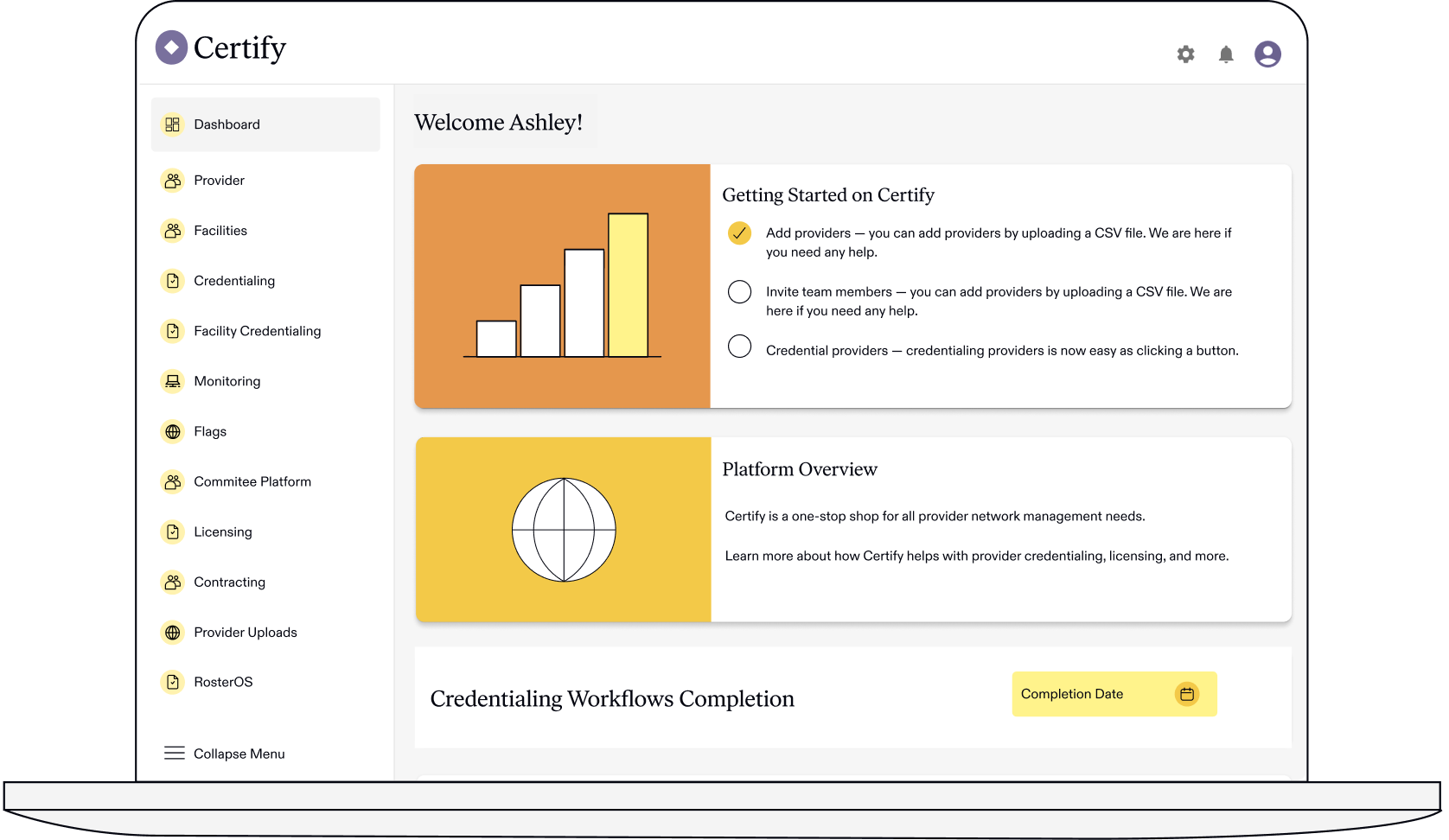 Certify dashboard